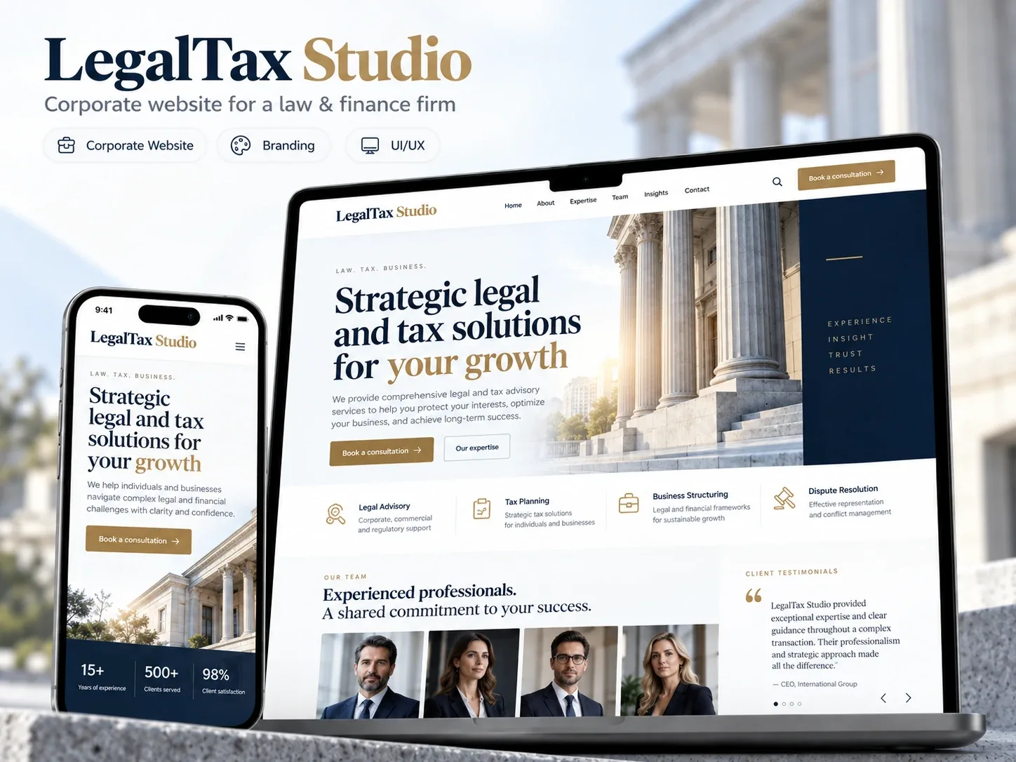 LegalTax Studio — Corporate website for a law & finance firm